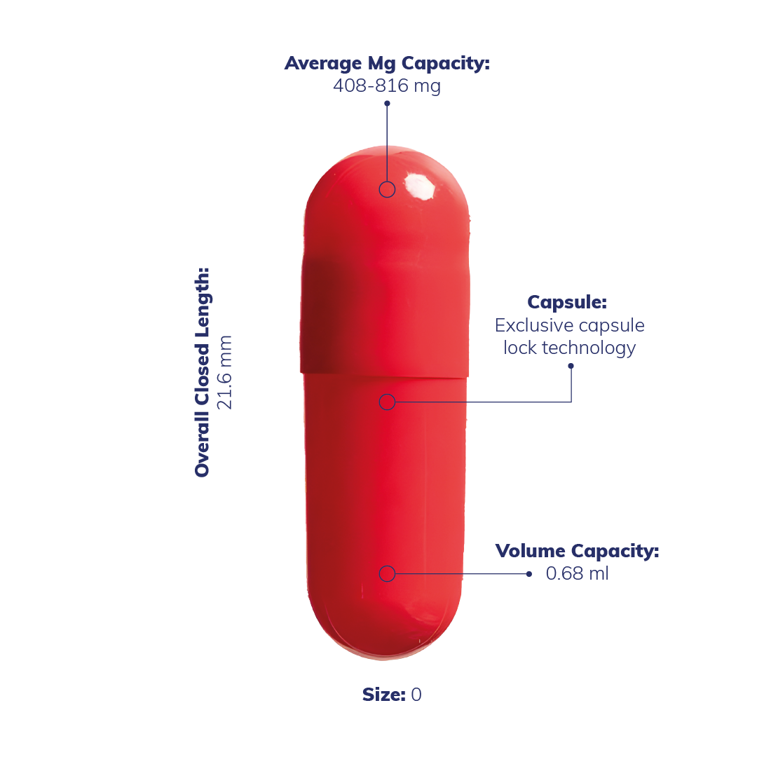 Red Vegetarian Capsules <br>Size 00 - Box of 75,000