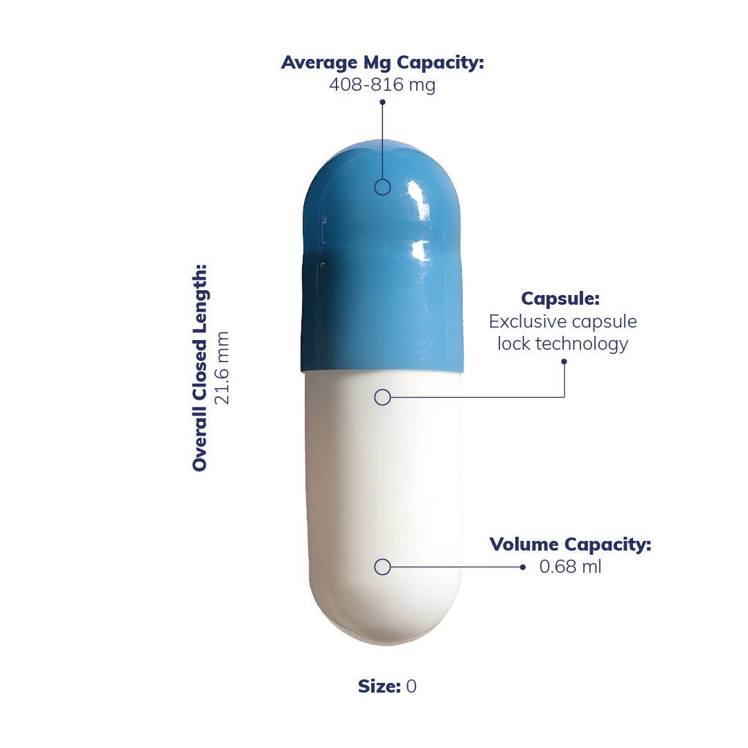 Blue - White Vegetarian Capsules <br> Size 00 - Box of 75,000