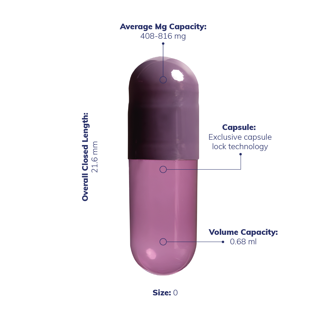 Purple Vegetarian Capsules <br> Size 0 - Box of 100,000