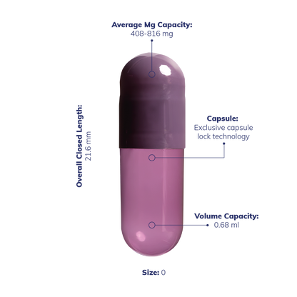 Purple Vegetarian Capsules <br> Size 0 - Box of 100,000